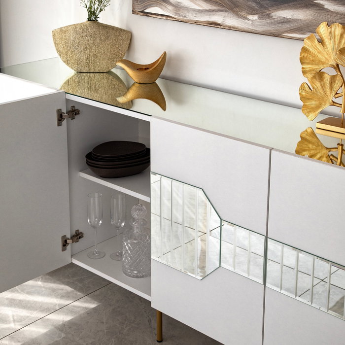 Hanah Home Consola Milan Blanca y Dorada